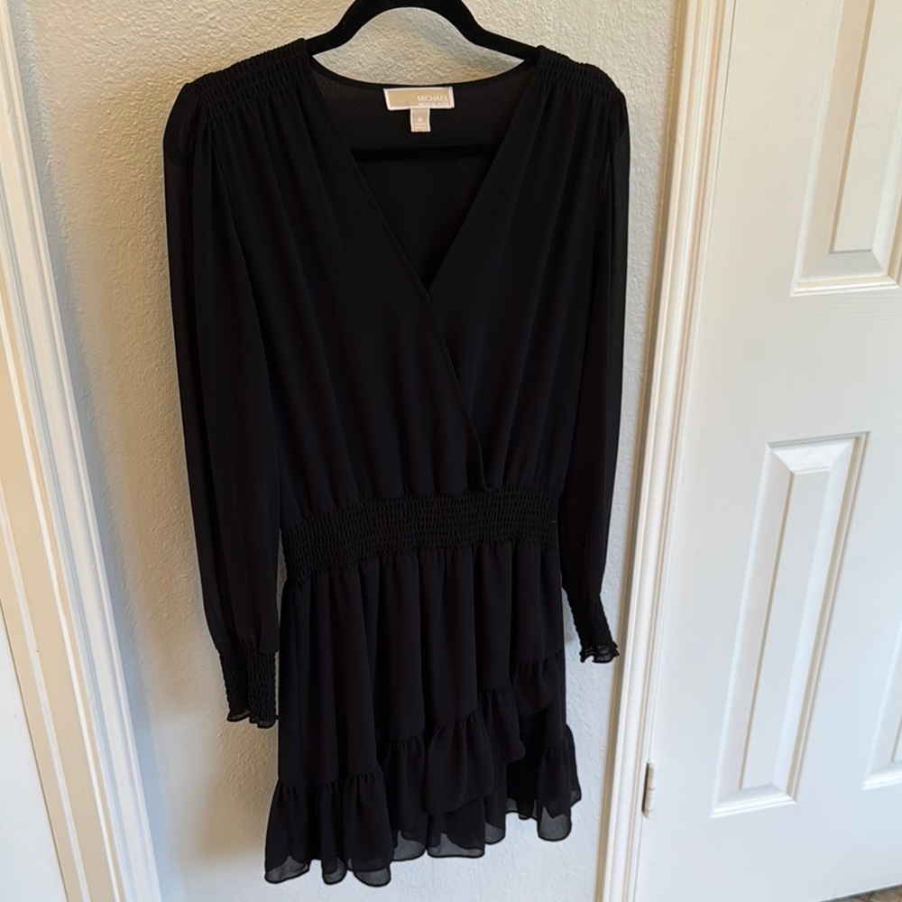 Michael Kors Elegant Black Long Sleeve Dress